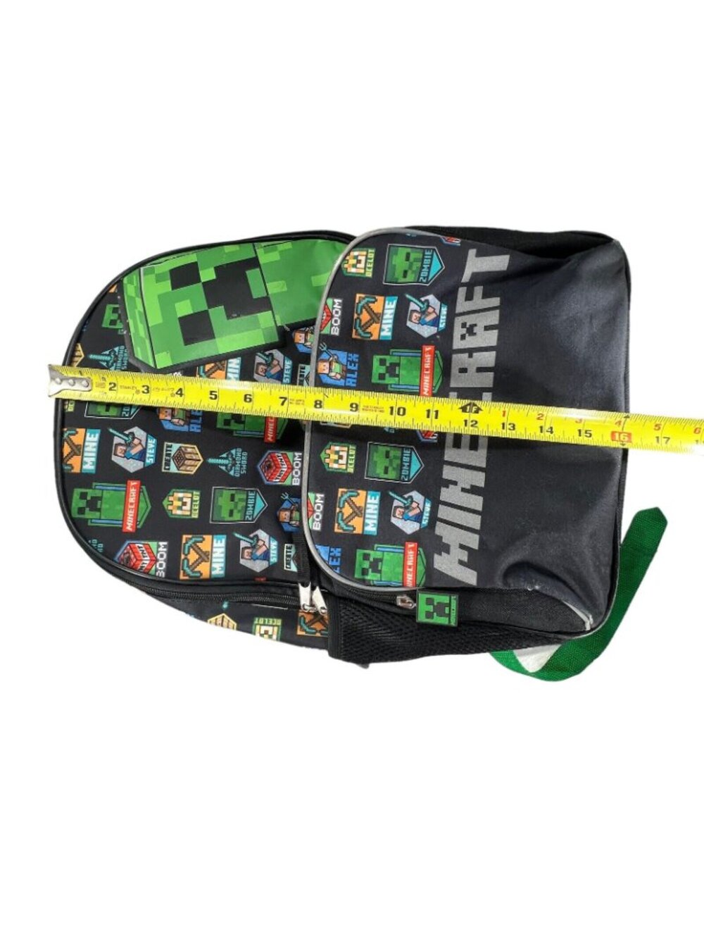Minecraft Creeper Backpack Detachable Lunch Bag School Kids Boys Black Green - Picture 13 of 16